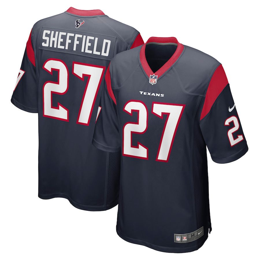 Men Houston Texans #27 Kendall Sheffield Nike Navy Player Game NFL Jersey